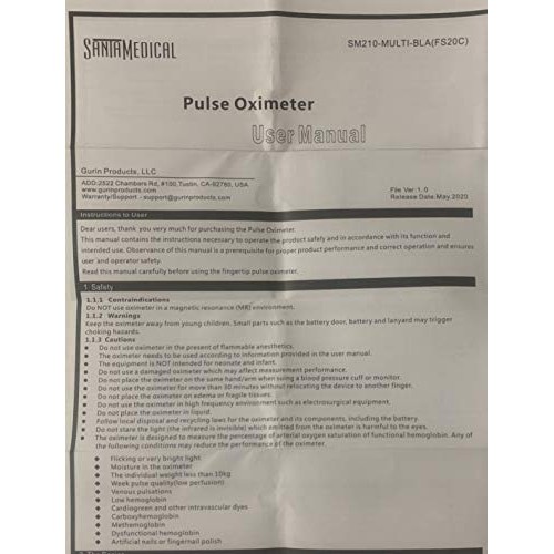 Fingertip Pulse Oximeter, Blood Oxygen Saturation Monitor (SpO2) with Pulse R...