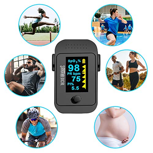 Santamedical Dual Color OLED Pulse Oximeter Fingertip, Blood Oxygen Saturatio...