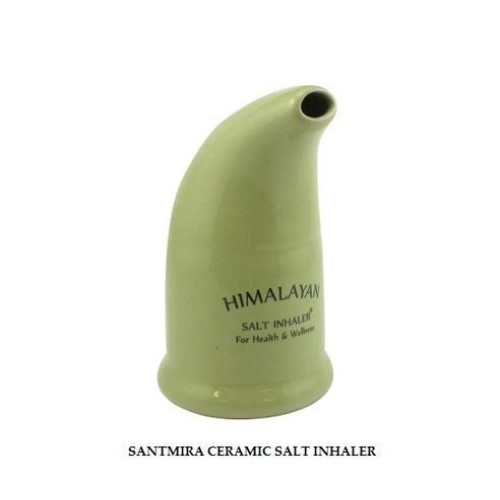 SANTMIRA Ceramic Inhaler Pink Himalayan Salt Kit with 3 oz (85 GMS) Pink coar...