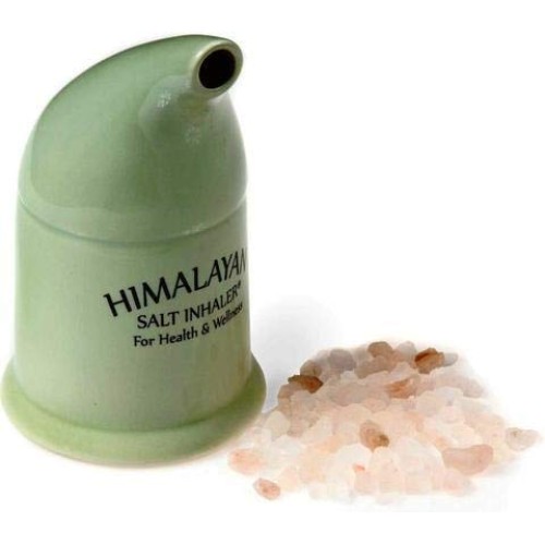 SANTMIRA Ceramic Inhaler Pink Himalayan Salt Kit with 3 oz (85 GMS) Pink coar...