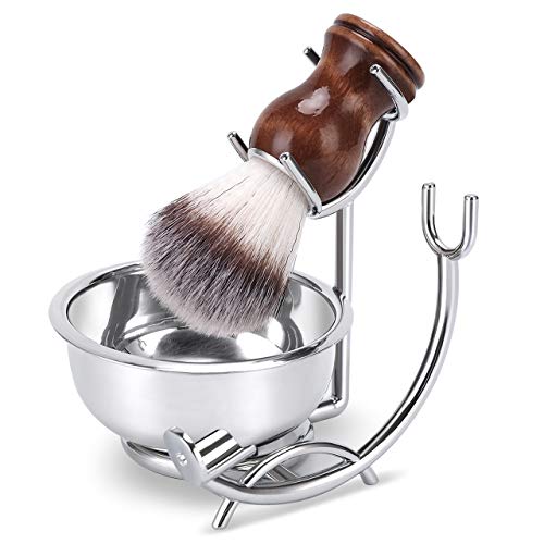 Strong Brush Stand + Men's Shaving Brush + Perfect Stainless Steel Shaving So...