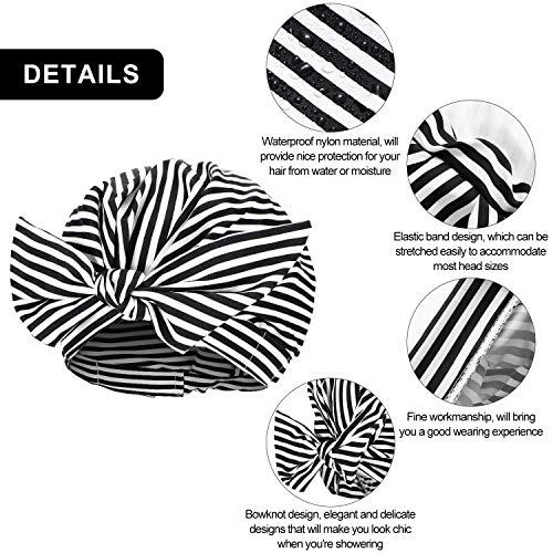 3 Pieces Shower Cap for Women, Waterproof Reusable Shower Caps Bowknot Shower...