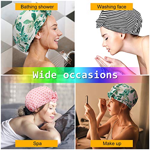 3 Pieces Shower Cap for Women, Waterproof Reusable Shower Caps Bowknot Shower...