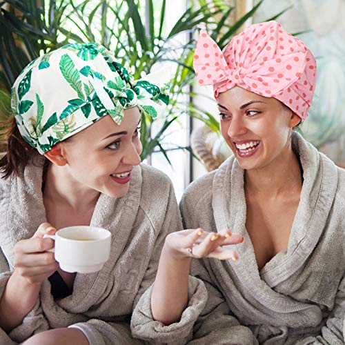 3 Pieces Shower Cap for Women, Waterproof Reusable Shower Caps Bowknot Shower...
