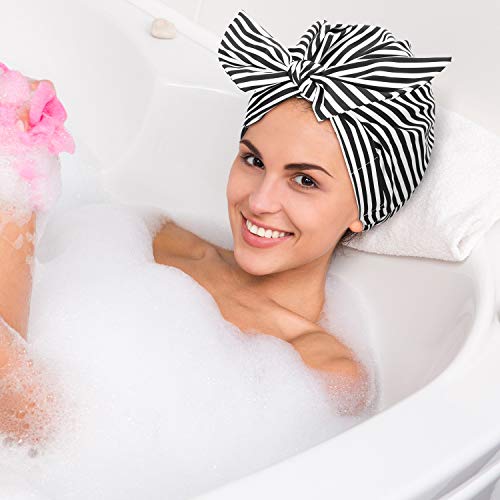 3 Pieces Shower Cap for Women, Waterproof Reusable Shower Caps Bowknot Shower...