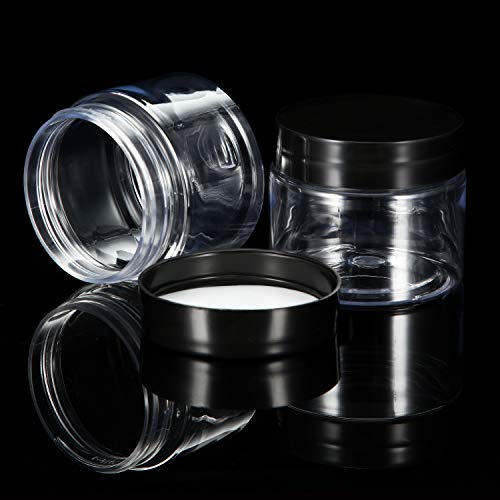 6 Pack Plastic Pot Jars Round Clear Leak Proof Plastic Container Jars with Li...