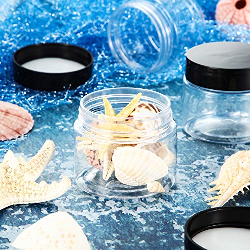 6 Pack Plastic Pot Jars Round Clear Leak Proof Plastic Container Jars with Li...