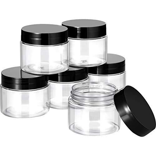 6 Pack Plastic Pot Jars Round Clear Leak Proof Plastic Container Jars with Li...