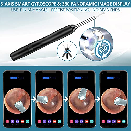 SATUNRYI Ear Wax Removal Tool Cleaner with Camera 1080P HD WiFi Endoscope 6 E...