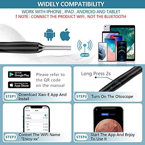 SATUNRYI Ear Wax Removal Tool Cleaner with Camera 1080P HD WiFi Endoscope 6 E...