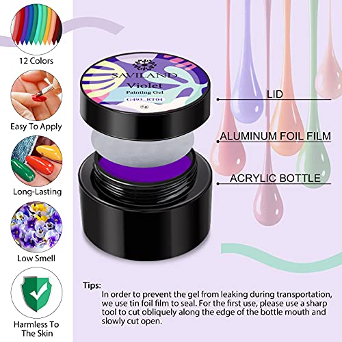 Saviland Gel Paint Kit - 12 Colors Gel Nail Polish Kit Nail Gel Art Polish Se...