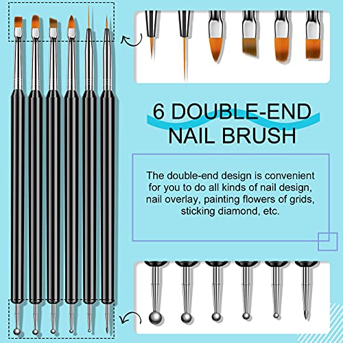 Saviland Nail Art Brush Set - 6pcs Double-End Nail Art Brushes Kit Profession...