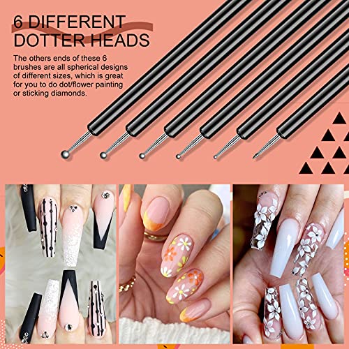 Saviland Nail Art Brush Set - 6pcs Double-End Nail Art Brushes Kit Profession...