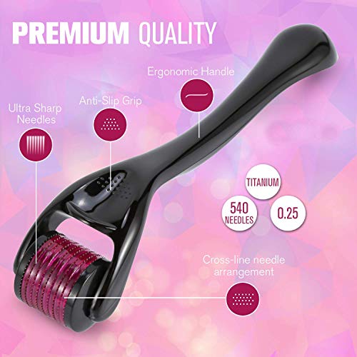 Derma Roller Cosmetic Microneedle Kit For Face, 540 Titanium Micro Needle .25...