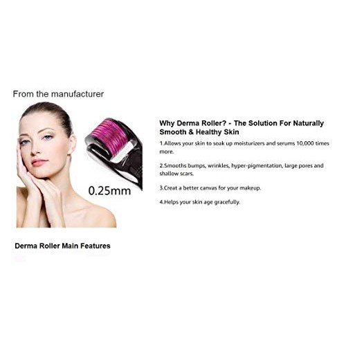 Derma Roller Cosmetic Microneedle Kit For Face, 540 Titanium Micro Needle .25...