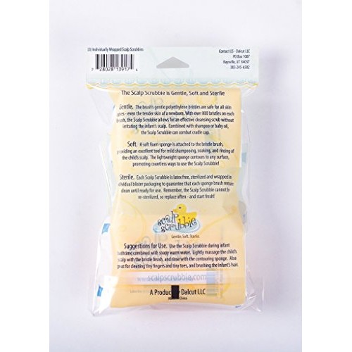 Scalp Scrubbie Cradle Cap Brush - 3-pk - Sterile and Safe - 2 in 1, Baby Brus...