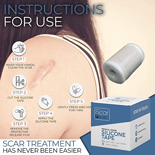 Scarbandit Silicone Tape - Shower Proof Bandage Strips - Skin Safe, Medical G...