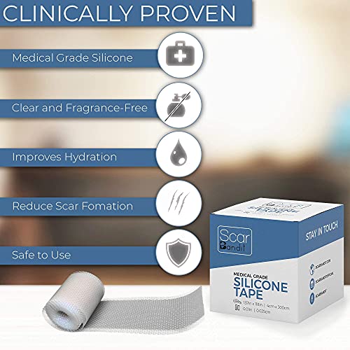 Scarbandit Silicone Tape - Shower Proof Bandage Strips - Skin Safe, Medical G...