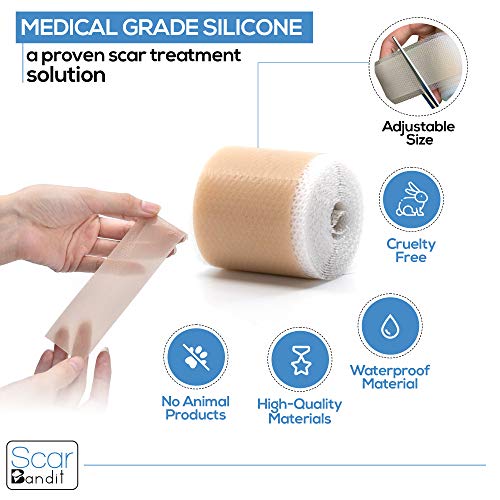 Silicone Scar Sheets - Keloid Scar Removal Treatment. Medical Grade Scar Patc...