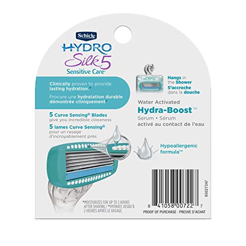 Schick Women's Razor Blade Refills, Hydro Silk 5 Sensitive Care, 4 Count (Pac...