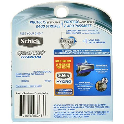 Schick Quattro Titanium Razor Blade Refills for Men Value Pack, 6 Count