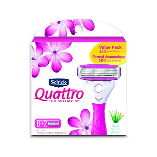 Schick Quattro Ultra Smooth Razor Blade Refills for Women Value Pack, 10 Count