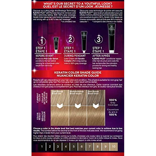 Schwarzkopf Keratin Color Anti-Age Hair Color Cream, 8.0 Medium Blonde (Packa...