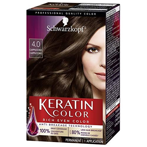 Schwarzkopf Keratin Color Permanent Hair Color Cream, 4.0 Cappuccino, 1 Count