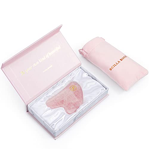 Scilla Rose Quartz Gua Sha Massage Tool-100% Authentic & Genuine Rose Quartz ...