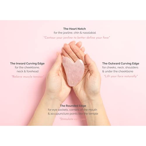 Scilla Rose Quartz Gua Sha Massage Tool-100% Authentic & Genuine Rose Quartz ...