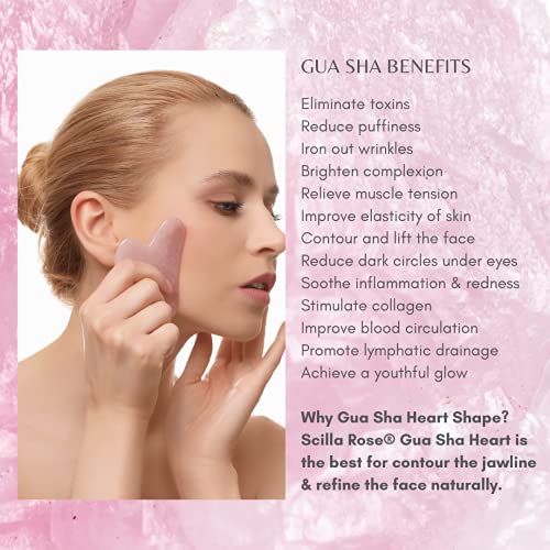 Scilla Rose Quartz Gua Sha Massage Tool-100% Authentic & Genuine Rose Quartz ...