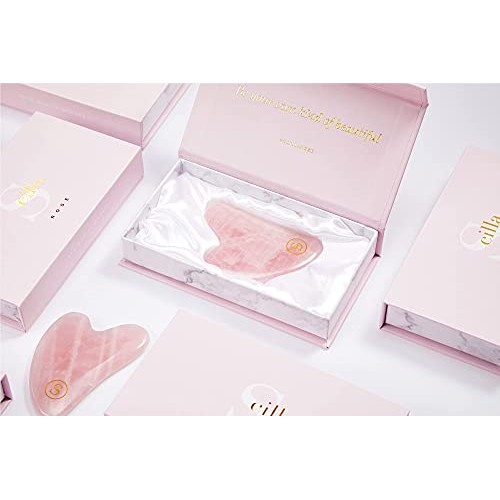 Scilla Rose Quartz Gua Sha Massage Tool-100% Authentic & Genuine Rose Quartz ...