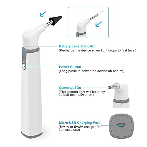 Wireless Otoscope, 3.9mm Ultra-Thin WiFi Ear Scope Camera with Earwax Removal...