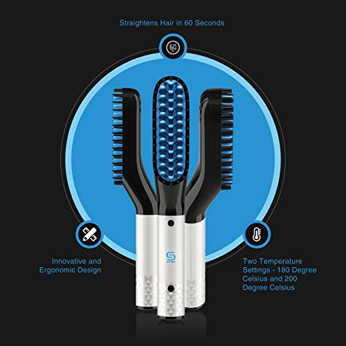 Beard Straightener w/Beard Balm & Beard Growth Oil & Beard,UPGRADED 3 in 1 Ha...