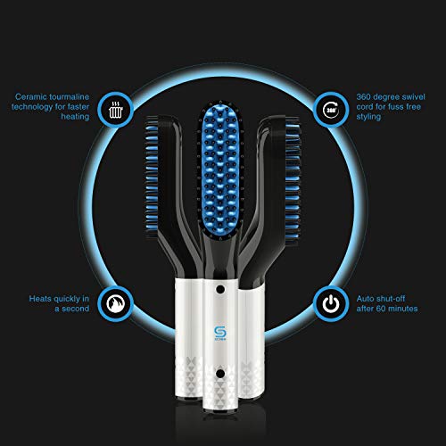 Beard Straightener w/Beard Balm & Beard Growth Oil & Beard,UPGRADED 3 in 1 Ha...