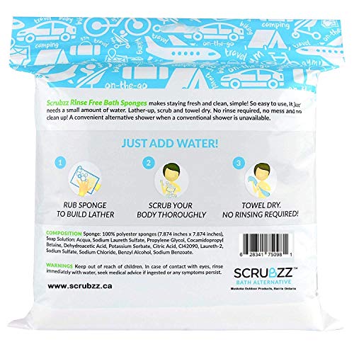 Scrubzz Disposable No Rinse Bathing Wipes - 25 Pack - All-in-1 Single Use Sho...
