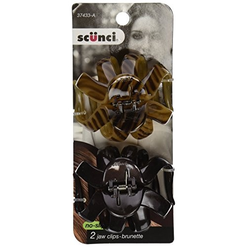 Scünci® No-Slip Grip® COLOR MATCH™ Octopus Claw Hair Clips in Striped Brown a...