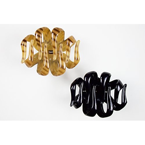 Scünci® No-Slip Grip® COLOR MATCH™ Octopus Claw Hair Clips in Striped Brown a...