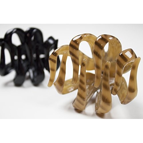 Scünci® No-Slip Grip® COLOR MATCH™ Octopus Claw Hair Clips in Striped Brown a...