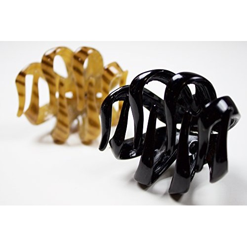 Scünci® No-Slip Grip® COLOR MATCH™ Octopus Claw Hair Clips in Striped Brown a...