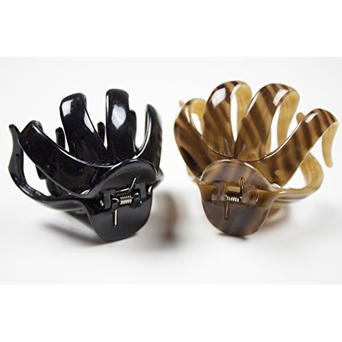 Scünci® No-Slip Grip® COLOR MATCH™ Octopus Claw Hair Clips in Striped Brown a...