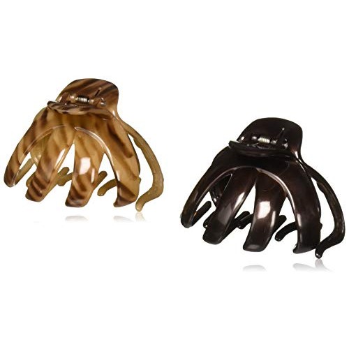 Scünci® No-Slip Grip® COLOR MATCH™ Octopus Claw Hair Clips in Striped Brown a...