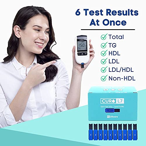 CURO L7 Professional Grade Lipid Blood Cholesterol Test Home Kit - (All-in-On...