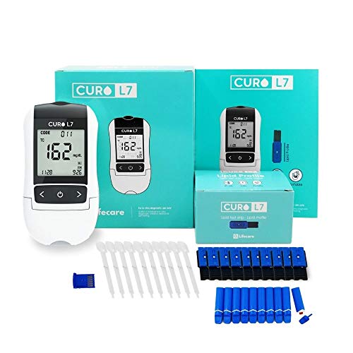 CURO L7 Professional Grade Lipid Blood Cholesterol Test Home Kit - (All-in-On...