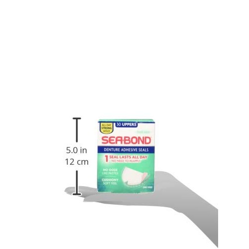 SEA-BOND Denture Adhesive Seals Uppers Fresh Mint, 30 Each (Pack of 3)
