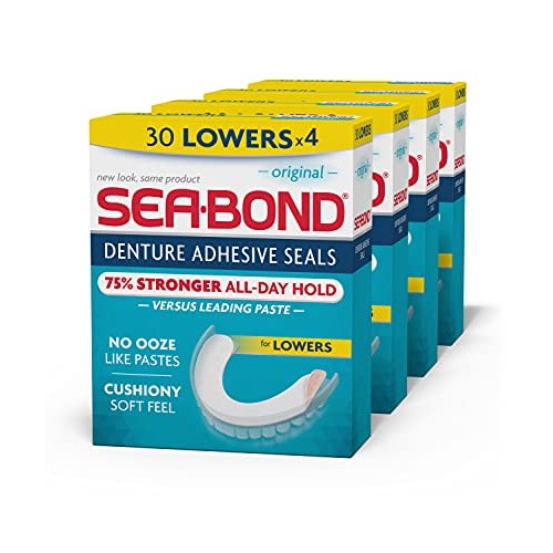 Sea-Bond Secure Denture Adhesive Seals Lowers Original, Zinc Free, All Day Ho...
