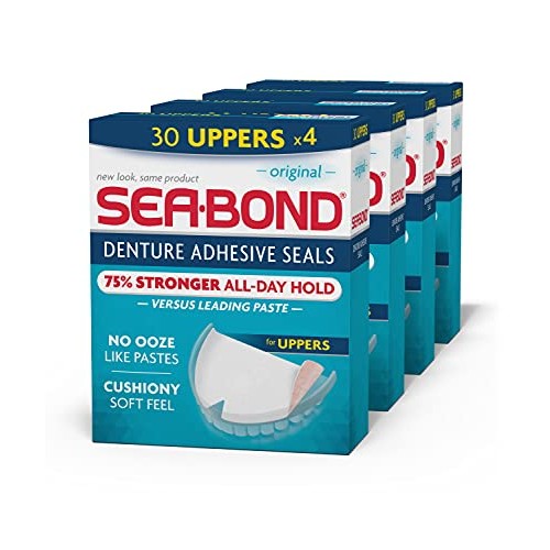 Sea-Bond Secure Denture Adhesive Seals, Original Uppers, Zinc Free, All Day H...