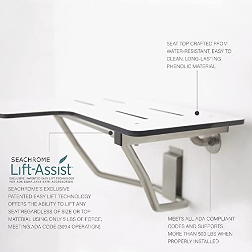 Seachrome Lift-Assist ADA L-Shaped Reversible Bathroom Shower/Bath Transfer, ...