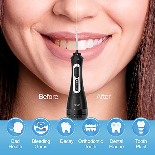 SEAGO Water Flosser Cordless, Portable Dental Oral Irrigator for Teeth, 5 Jet...