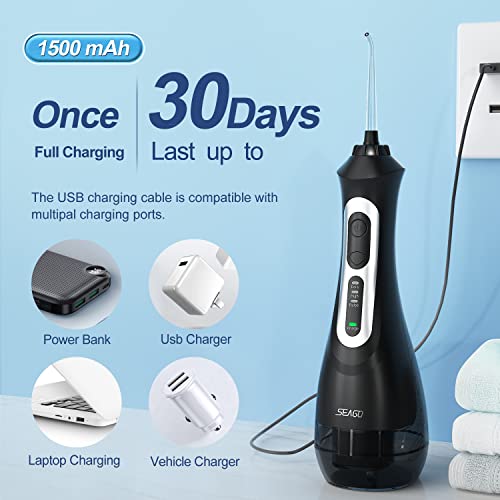 SEAGO Water Flosser Cordless, Portable Dental Oral Irrigator for Teeth, 5 Jet...